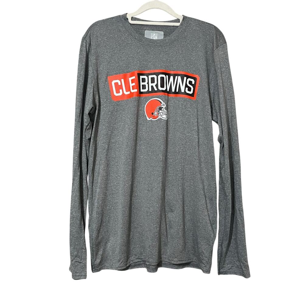 NFL Cleveland Browns Men's Long Sleeve Shirt Gray Football Casual Sports M NWT
